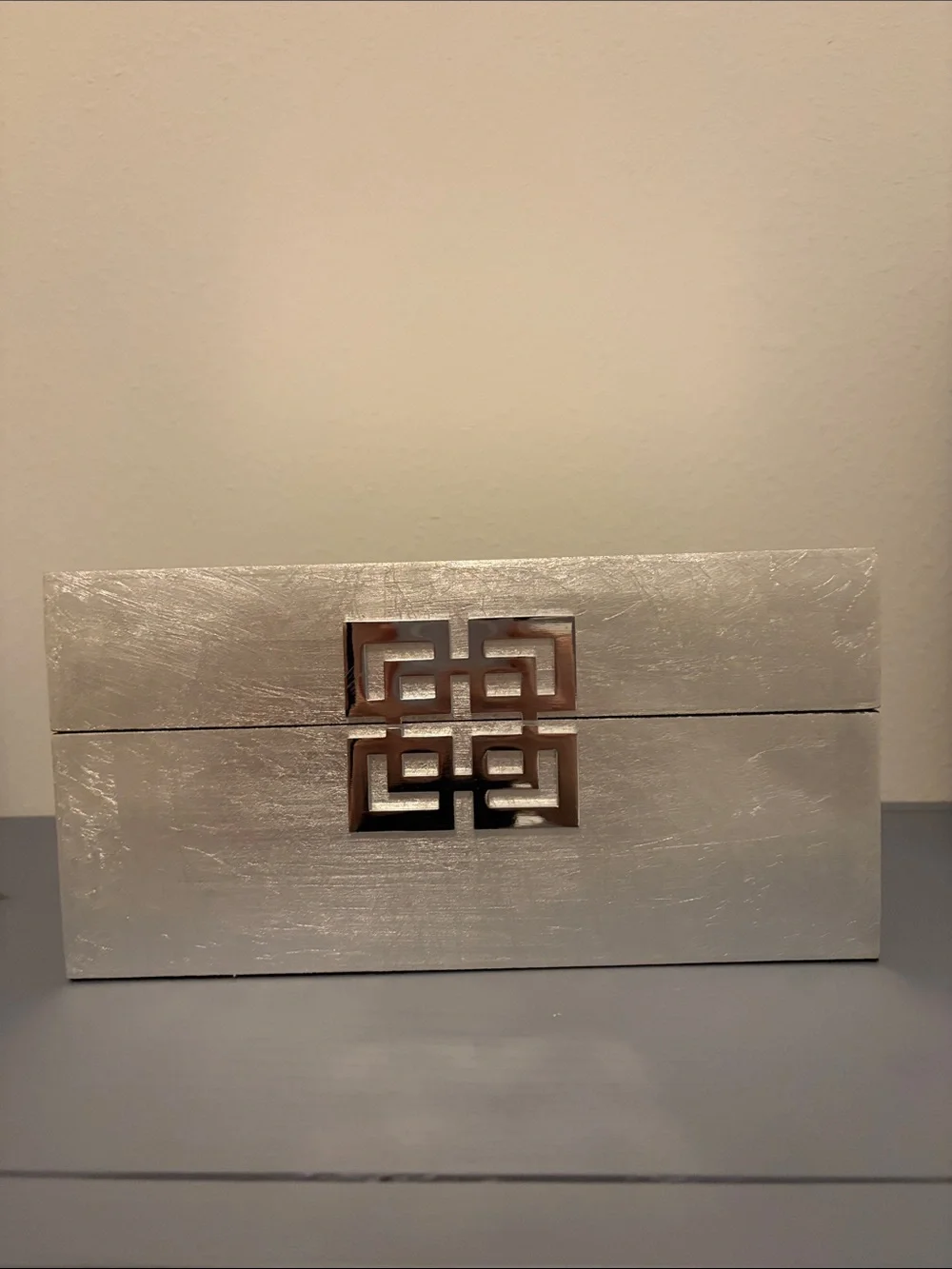 Z Gallerie Silver Decorative Box with Geometric Accent